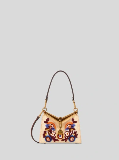 Etro , Kleine Vela-tasche Aus Besticktem Bast, Damen, Beige In Sand