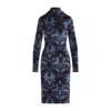 Etro Floral-pattern Mock-neck Midi Dress In Blue