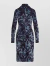 Etro All-over Pattern High-neck Midi Dress In Blue