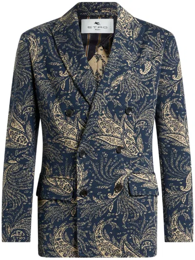 Etro Knit Blazer In Blue