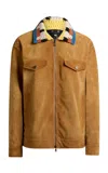 Etro Knit-collar Suede Jacket In Brown