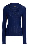 Etro Knit Cotton-blend Top In Blue