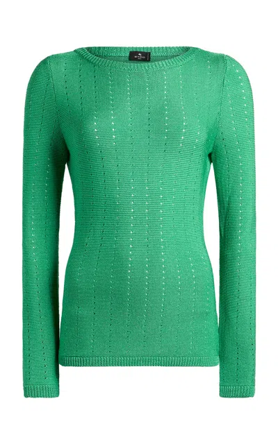 Etro Knit Cotton-blend Top In Green