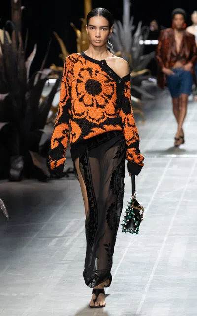 Etro Knit Cotton Cardigan In Orange