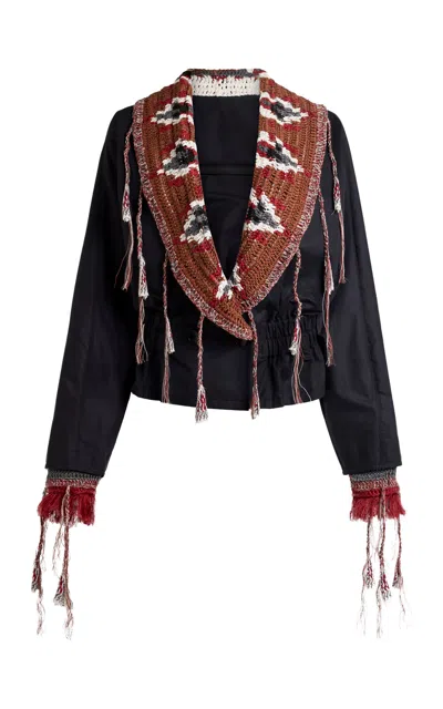 Etro Knit-detailed Gabardine Jacket In Multi