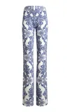 Etro Knit Trousers With Lace Motif In Blue