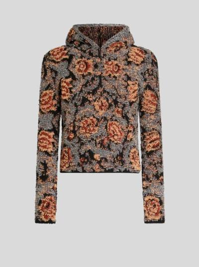 Etro Knit Hoodie In Multicolour
