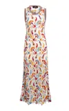 Etro Multicolor Sleeveless Long Dress With Round Neck And All-over Floral Print In Viscose Blend Woman In Multi