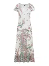 Etro Knit White Cotton Midi Dress With Flared Skirt In White