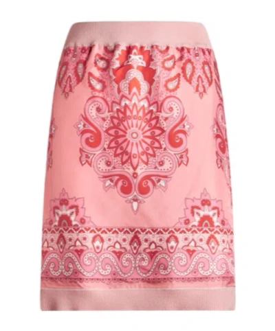 Etro Knit Mini Skirt With Print In Pink