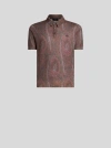 Etro Burgundy Silk And Cashmere Blend Polo Shirt With Paisley Print In Burgundy