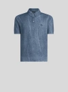 Etro , Knit Polo-shirt With Paisley Print, Man, Navy Blue, Size M In Navy Blue