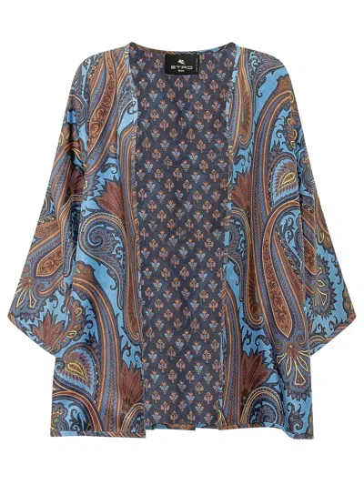 Etro Knit Poncho In Bluette