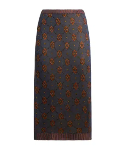 ETRO KNIT SKIRT WITH TIE-INSPIRED MOTIF