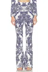 Etro Knit Trousers With Lace Motif In Blue