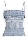 Etro Cropped Ruffled Pointelle-knit Cotton-blend Top In Multi