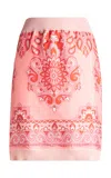 Etro Knit-trimmed Silk Mini Skirt In Pink