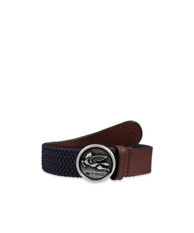 Etro Kids' Logo-engraved Buckle Leather Belt In Black
