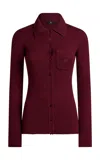 Etro Knit Wool Button-up Shirt In Burgundy