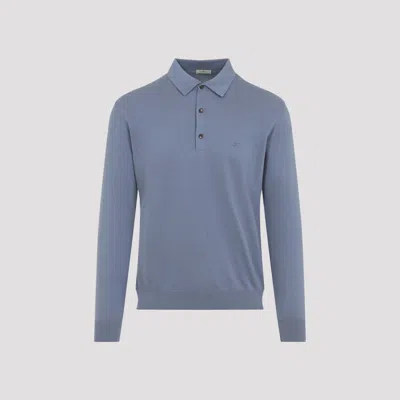 Etro Knitted Cotton Polo In Blue