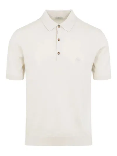 Etro Knitted Cotton Polo Shirt In Neutral
