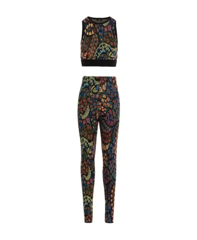 Etro Knitted Floral Two-piece Set In Black
