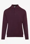 Etro Knitted Long-sleeved Polo Sweater In Burgundy
