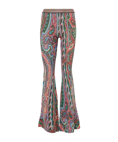 Etro Knitted Paisley Jacquard Flared Pants In Multi