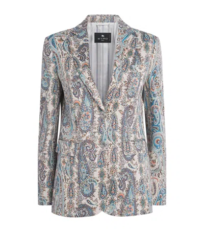 Etro Knitted Paisley Single-breasted Blazer In Multi