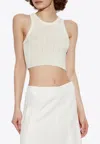 Etro Ivory Knitted Crop Top With Openwork Pattern