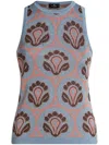 Etro Crystal Feather Embellished Foulard Knit Tank Top In Multi