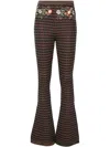 Etro Embroidered High-rise Flared Pants In Green