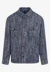 Etro Chevron Herringbone Wool Jacket Pockets In Blue