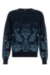 Etro Floral Jacquard Wool Sweater In Blue