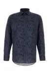 Etro Printed Cotton Shirt In Blue