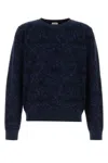 Etro Blue Sweater With Paisley Print In Cotton-wool Blend In Blue