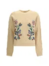Etro Beige Wool Sweater With Embroidery In Nude