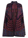 Etro Jacquard Wool And Cotton-blend Cape In Burgundy