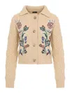 Etro Embroidered Cable-knit Wool And Cashmere-blend Cardigan In Neutral