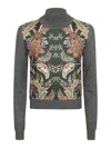 Etro Grey Floral Contrast-panel Sweater In Grey