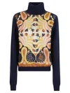 Etro Roll-neck Printed Sweater In Blue