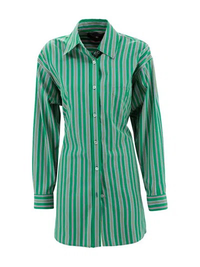 Etro Pocketed Collared Striped Long Sleeve Top In Multi