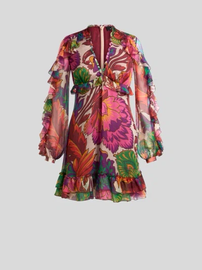 ETRO , KURZES KLEID MIT MAXI-BLUMENDRUCK, DAMEN, MULTICOLOR, GRÖSSE 48