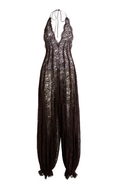 Etro Lace Balloon-leg Jumpsuit In Brown