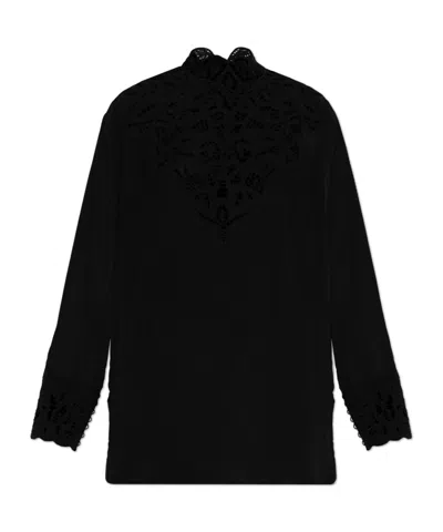Etro Lace Detailed Long-sleeve Top In Black