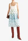 Etro Chic Blue And White Cotton Blend Dress With Front Tie And Cut-out Details In White