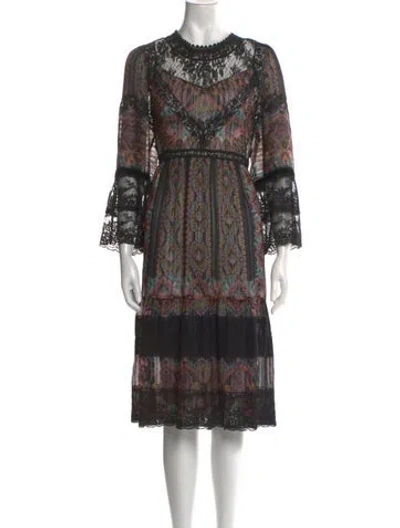 Pre-owned Etro Lace Midi Length Dress In Neutral