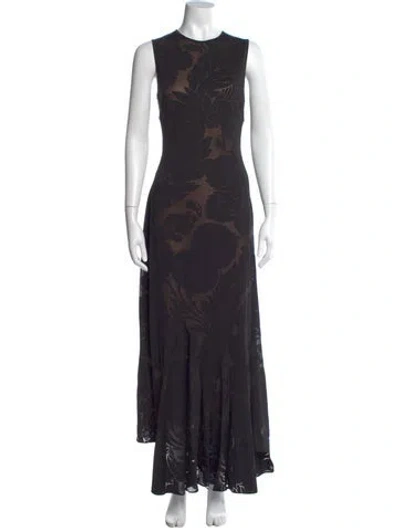 Pre-owned Etro Lace Pattern Long Dress In Black