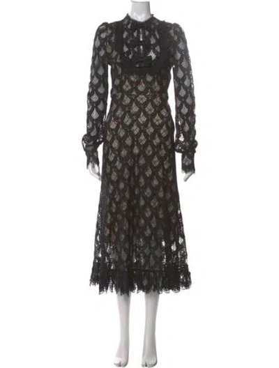 Pre-owned Etro Lace Pattern Long Dress In Black