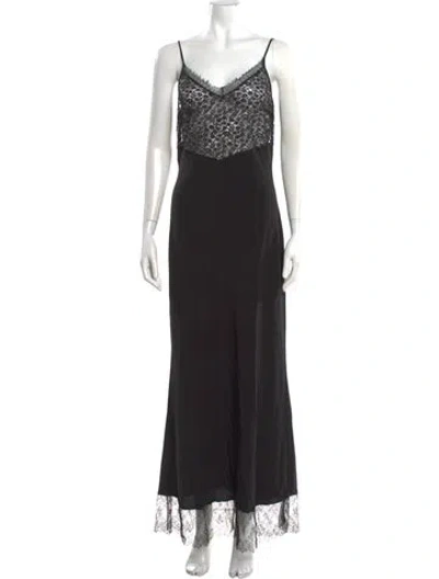 Pre-owned Etro Lace Pattern Long Dress In Black